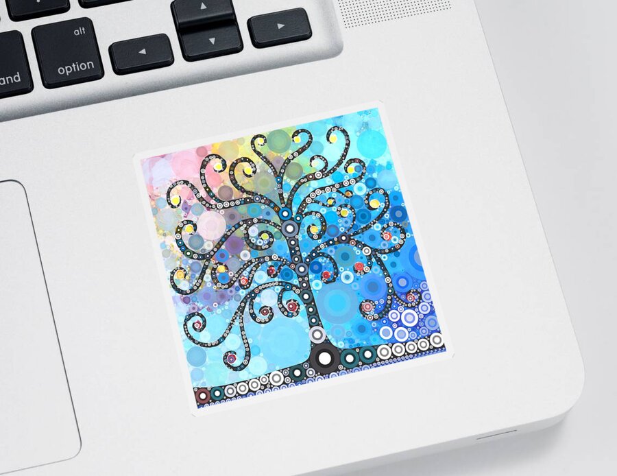 Digital Sticker featuring the digital art Whimsical Tree by Linda Bailey