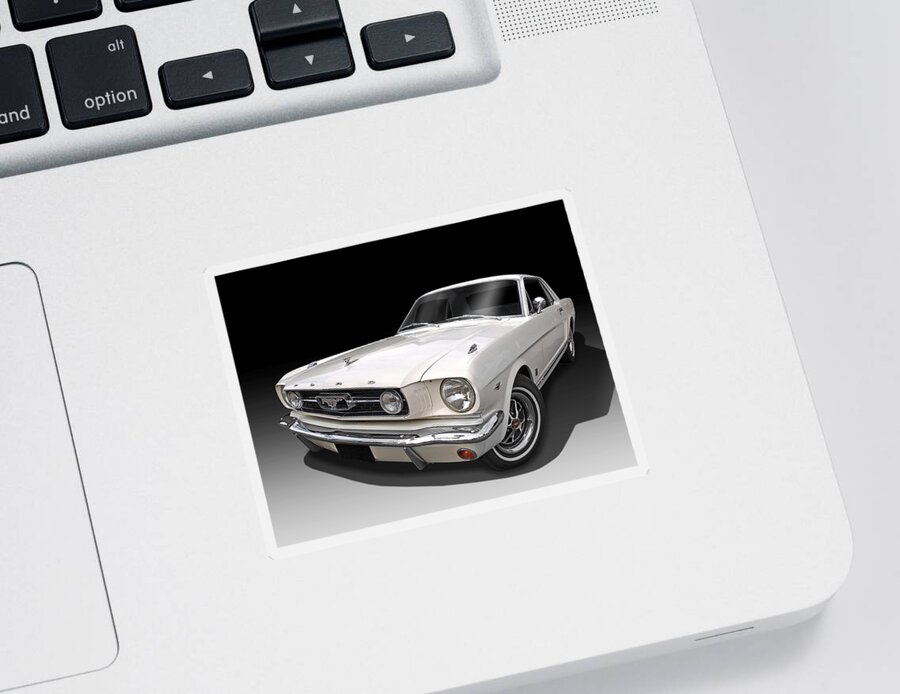 Ford Mustang Sticker featuring the photograph White 1966 Mustang by Gill Billington