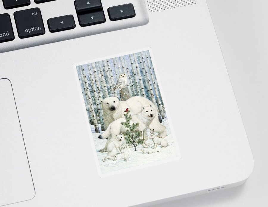 Animals Sticker featuring the photograph White Animals Red Bird by Lynn Bywaters