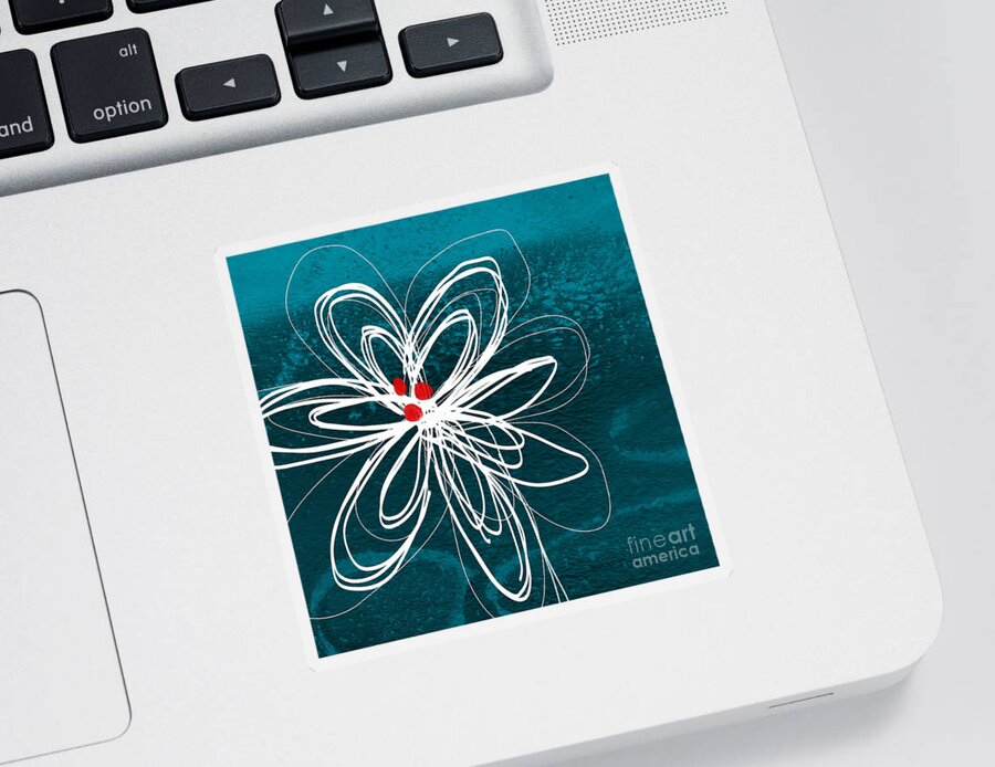 Abstract Sticker featuring the painting White Flower by Linda Woods
