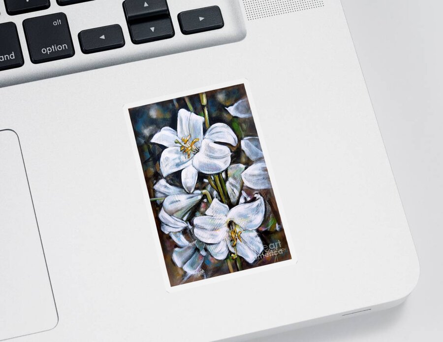 Lilly Sticker featuring the painting White Lillies 240210 by Selena Boron