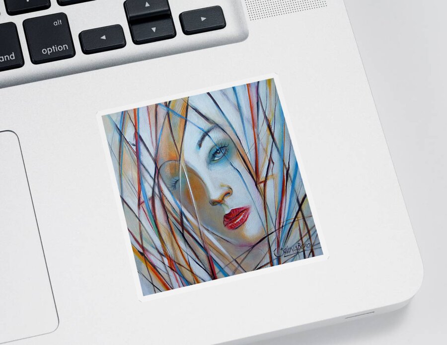 Woman Sticker featuring the painting White Nostalgia 010310 by Selena Boron