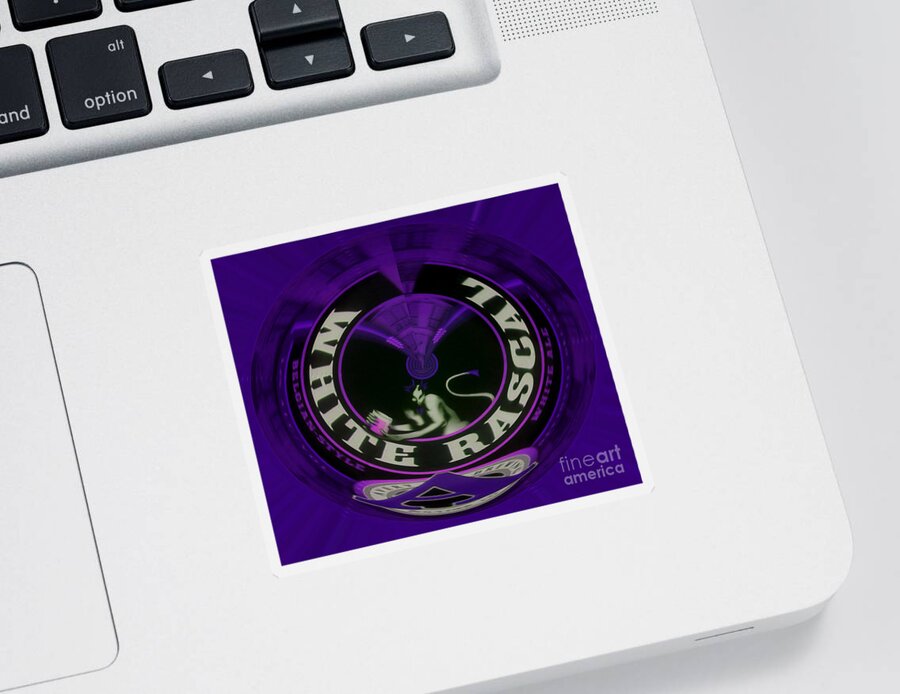  Sticker featuring the photograph White Rascal in Purple by Kelly Awad
