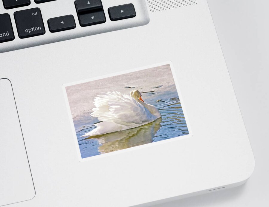 Waterfowl Sticker featuring the photograph White Swan by Elaine Manley