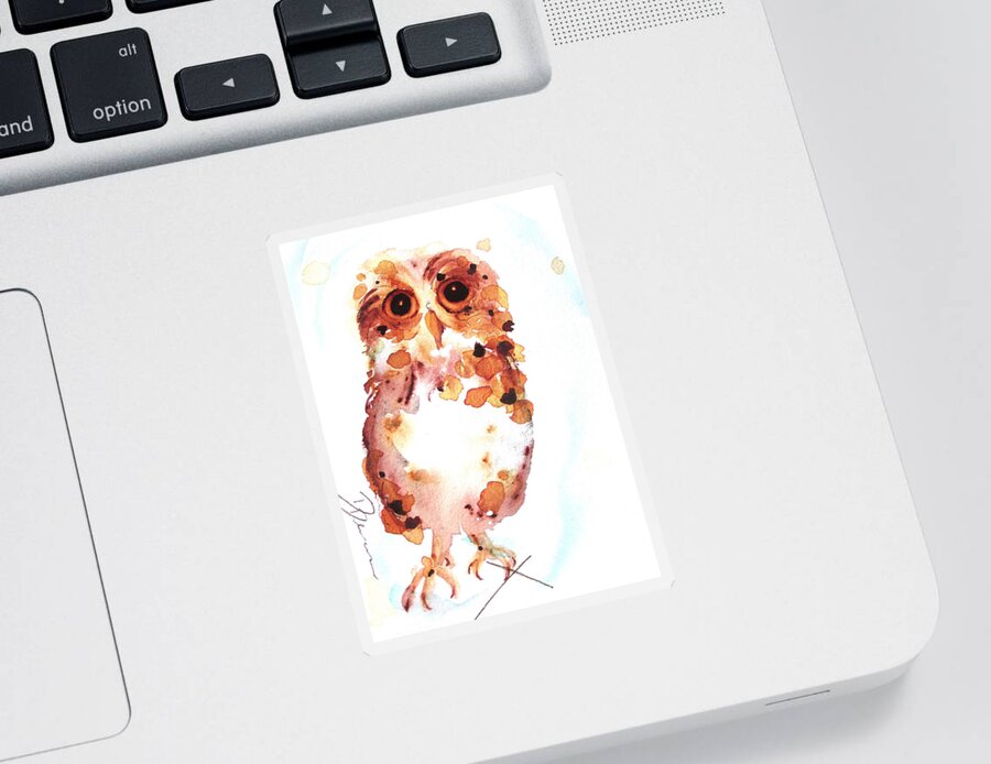 Owl Art Sticker featuring the painting Whooo Me? by Dawn Derman