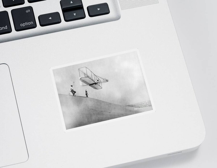 History Sticker featuring the photograph Wilbur Wright Pilots Early Glider 1901 by Science Source