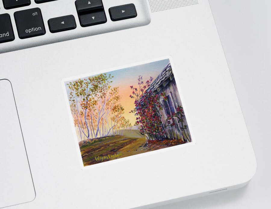 Landscape Sticker featuring the painting Wild Roses by Wayne Enslow