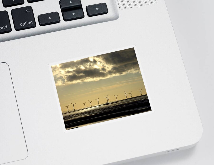Wind Sticker featuring the photograph Wind Farm at Sunset by Steve Kearns