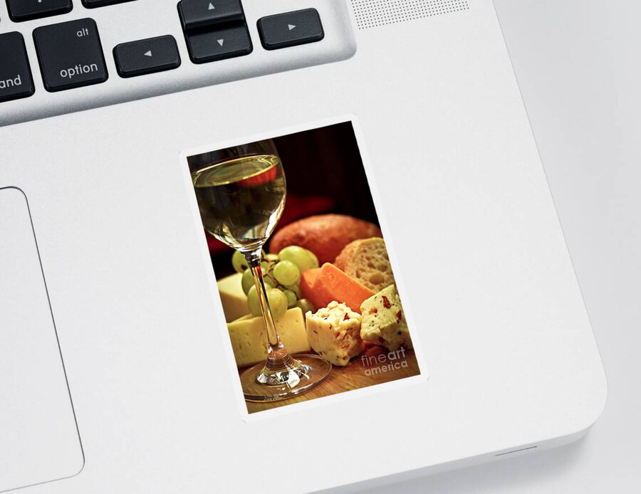 Cheese Sticker featuring the photograph Wine and cheese 3 by Elena Elisseeva