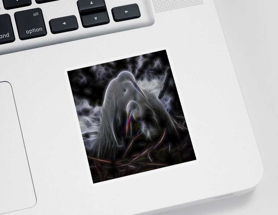 Great Egrets Sticker featuring the digital art Winged Romance 1 by William Horden