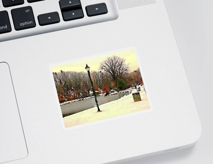 Binney Park Sticker featuring the photograph Winter In The Park by Judy Palkimas