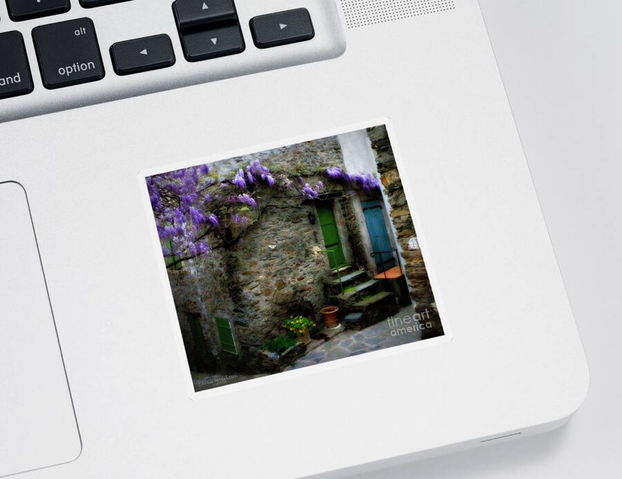 Wisteria Sticker featuring the photograph Wisteria on Stone House by Lainie Wrightson