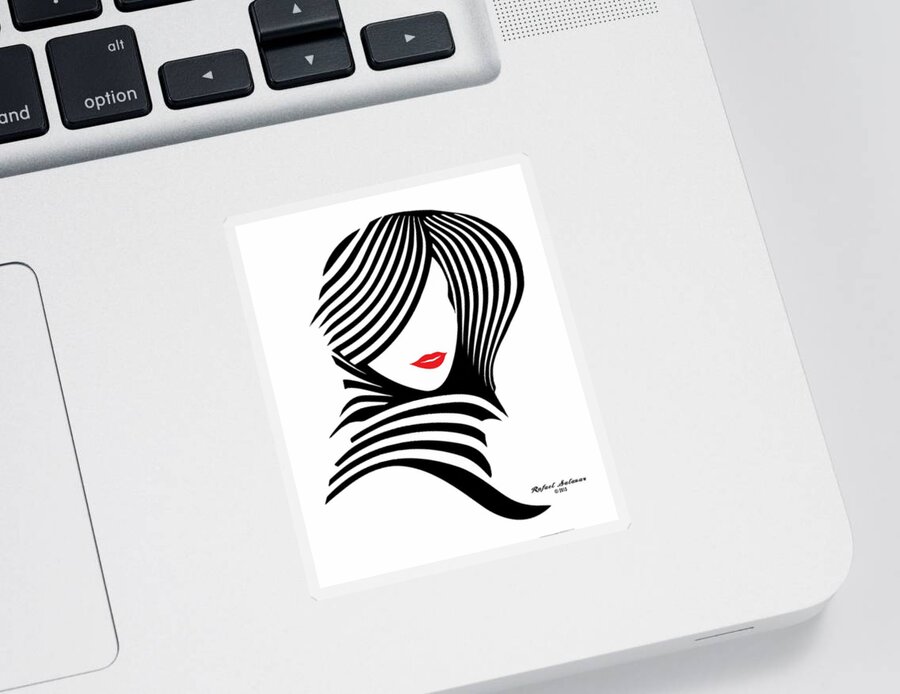 Black And White Sticker featuring the digital art Woman Chic in Black and White by Rafael Salazar