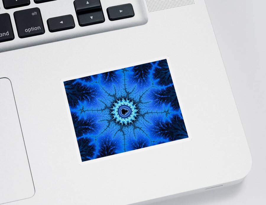 Blue Sticker featuring the digital art Wonderful blue relaxing fractal art by Matthias Hauser