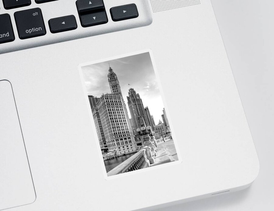 Architecture Sticker featuring the photograph Wrigley and Tribune by Scott Norris
