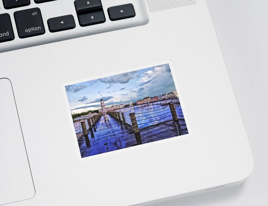 Lighthouse Sticker featuring the photograph Yacht and Beach Club Lighthouse by Thomas Woolworth