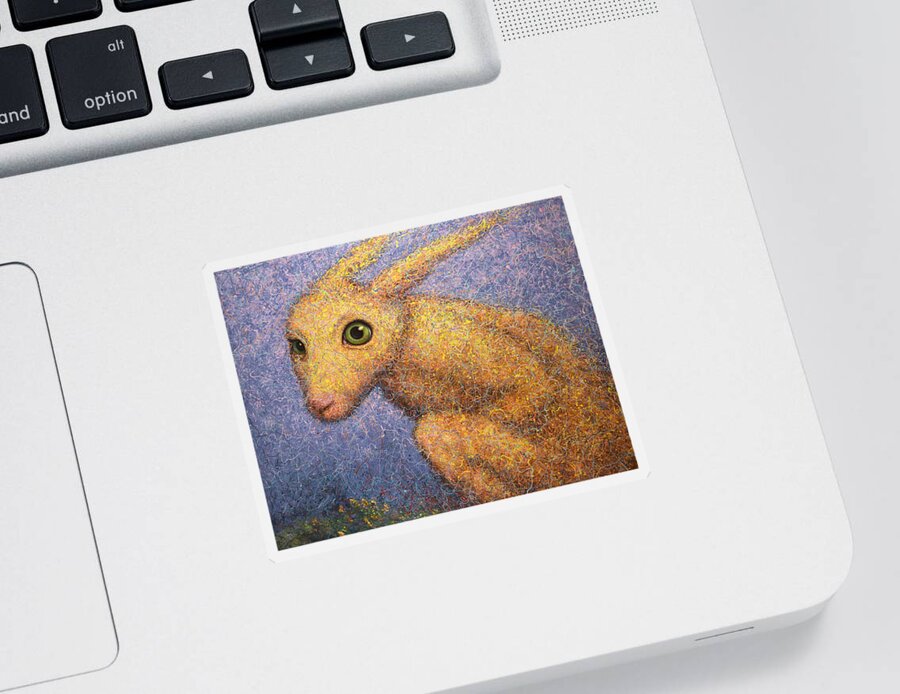 Yellow Rabbit Sticker featuring the painting Yellow Rabbit by James W Johnson