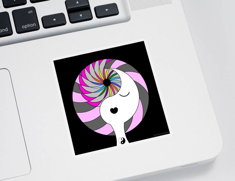 Colorful Sticker featuring the digital art Yin Yang Crown 5 by Randall J Henrie