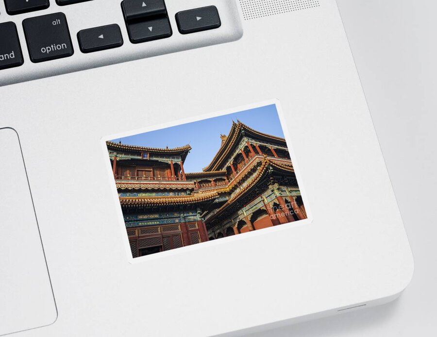 Ancient Sticker featuring the photograph Yonghe Temple AKA Lama Temple in China by Bryan Mullennix