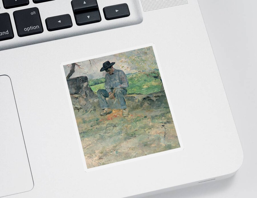 Man Sticker featuring the painting Young Routy at Celeyran by Henri de Toulouse-Lautrec