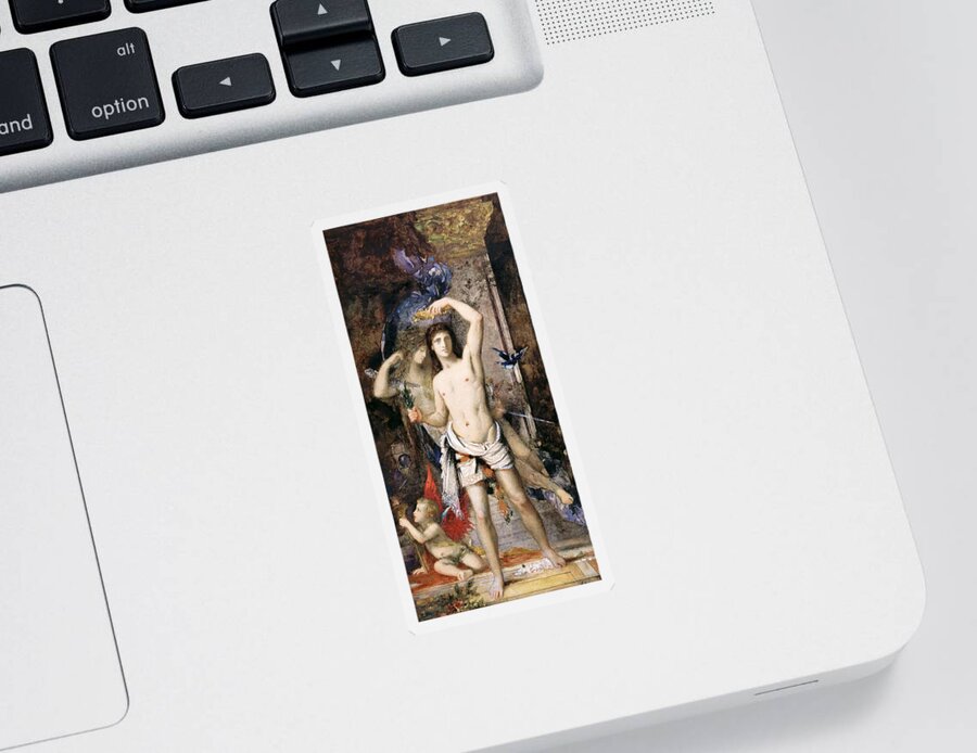Gustave Moreau Sticker featuring the drawing Youth and Death by Gustave Moreau
