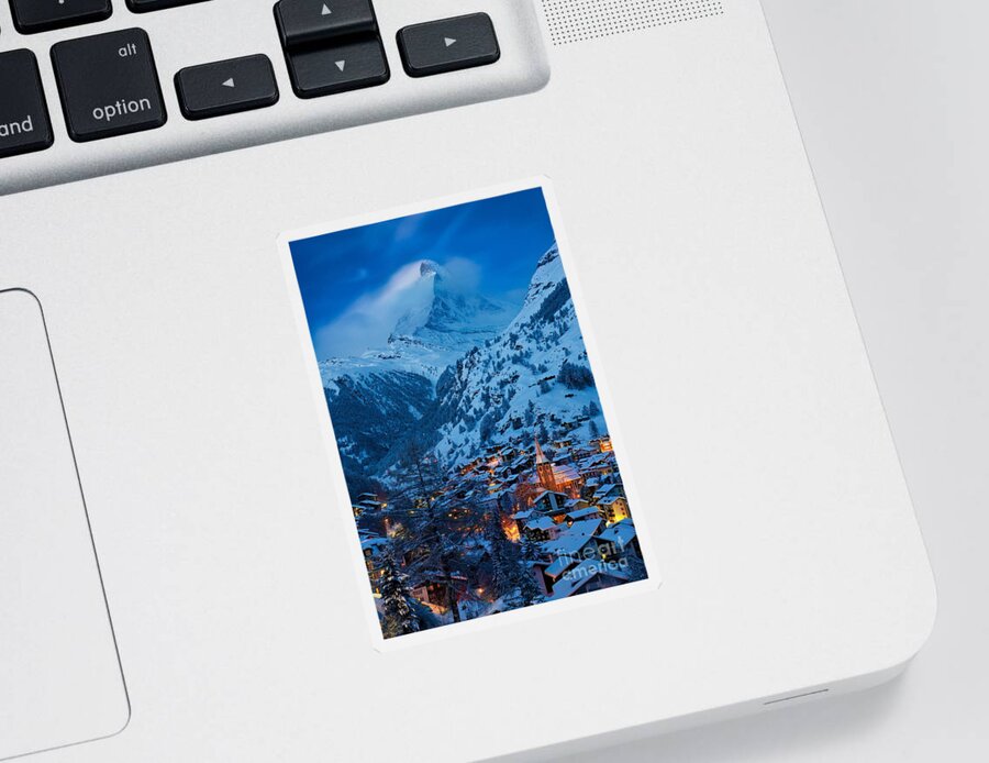 Zermatt Sticker featuring the photograph Zermatt - Winter's Night by Brian Jannsen