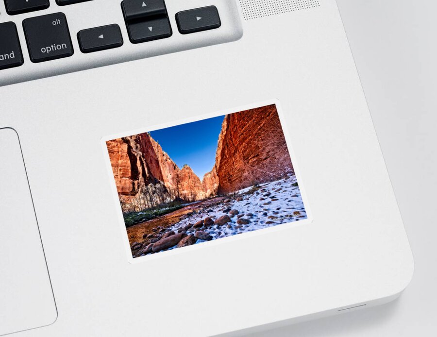 Christopher Holmes Photography Sticker featuring the photograph Zion Canyon Winter by Christopher Holmes