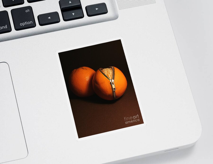 Idea Sticker featuring the photograph Zipped Oranges by Jaroslaw Blaminsky