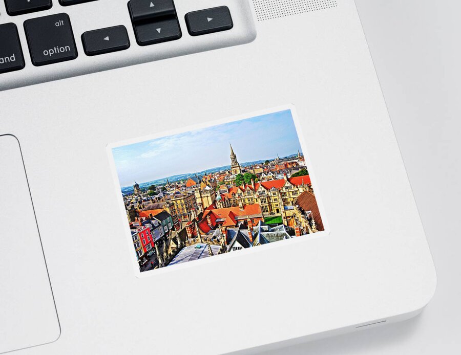 Yhun Suarez Sticker featuring the photograph Oxford Cityscape by Yhun Suarez