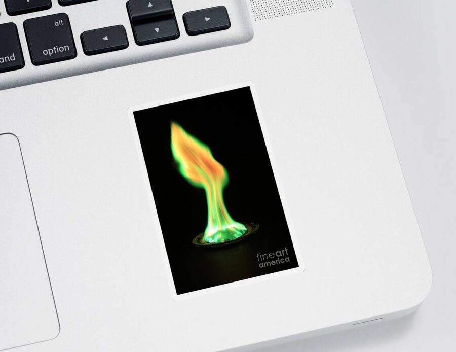 Copper(ii) Chloride Sticker featuring the photograph Copperii Chloride Flame Test #1 by Ted Kinsman