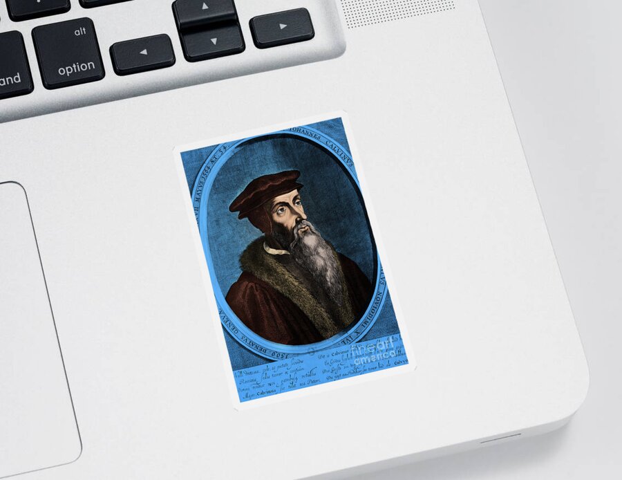 John Calvin Sticker featuring the photograph John Calvin, French Theologian #1 by Omikron