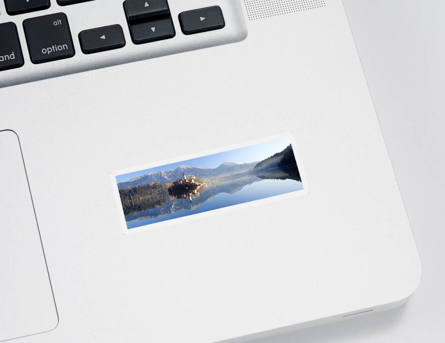 Bled Sticker featuring the photograph Morning at Lake Bled #1 by Ian Middleton
