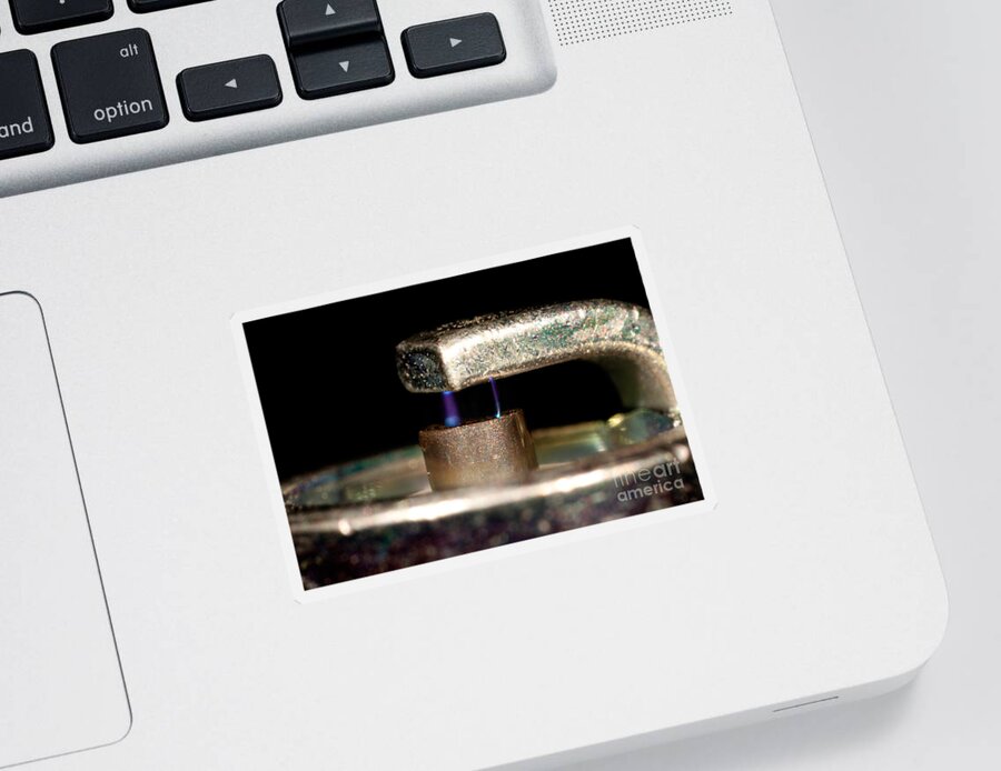 Technology Sticker featuring the photograph Spark Plug Firing #1 by Ted Kinsman