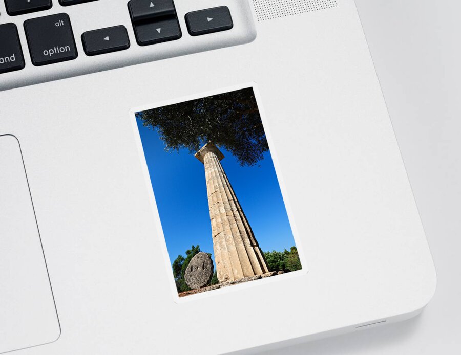 Ancient Sticker featuring the photograph Temple of Zeus - Ancient Olympia #1 by Constantinos Iliopoulos