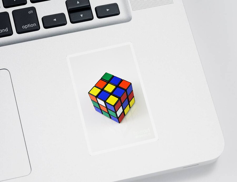 Rubik's Cube Sticker featuring the photograph Rubiks Cube #2 by Photo Researchers, Inc.