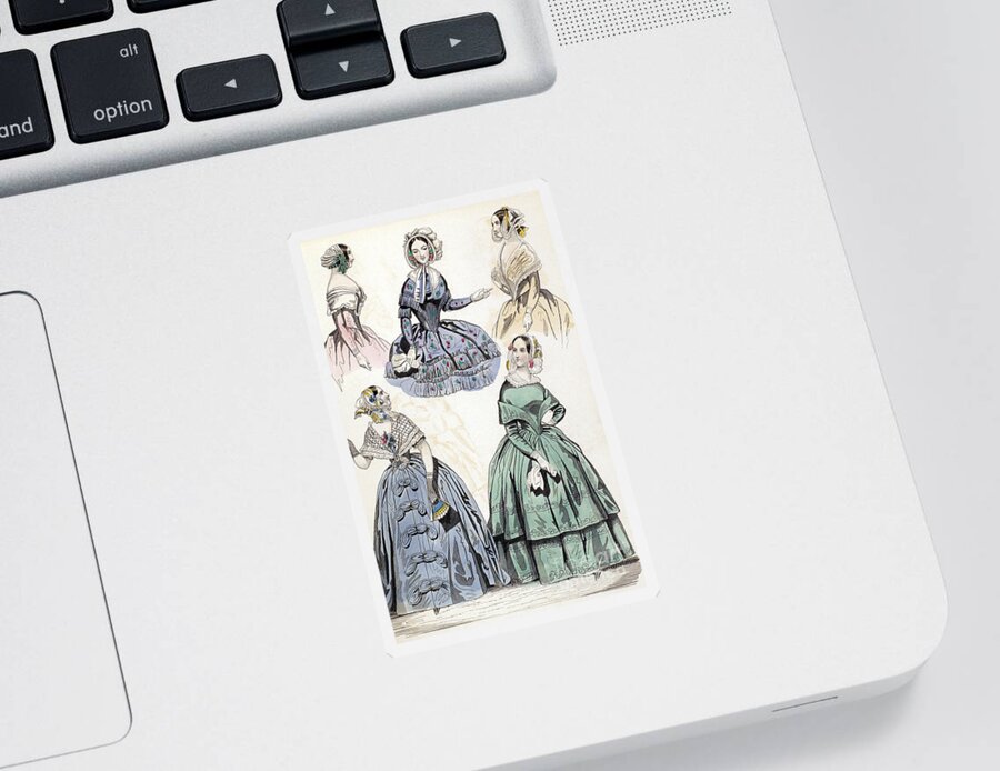 1842 Sticker featuring the photograph Womens Fashion, 1842 #9 by Granger