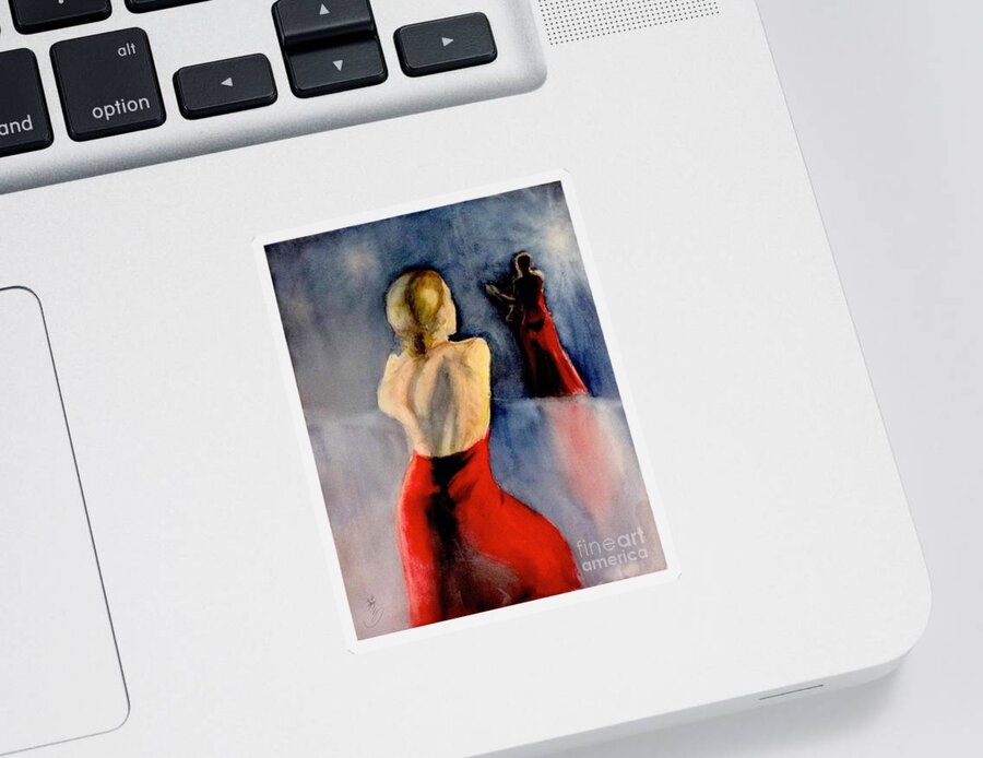 Flamenco Sticker featuring the painting A Flamenco Dancer 3 by Yoshiko Mishina