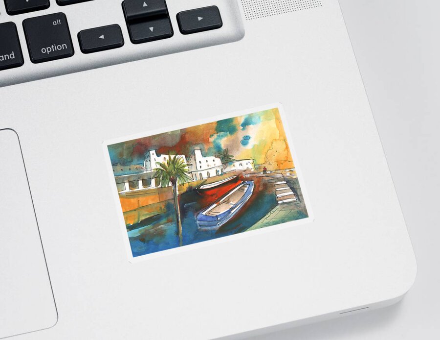 Travel Art Sticker featuring the painting Agia Galini 04 by Miki De Goodaboom