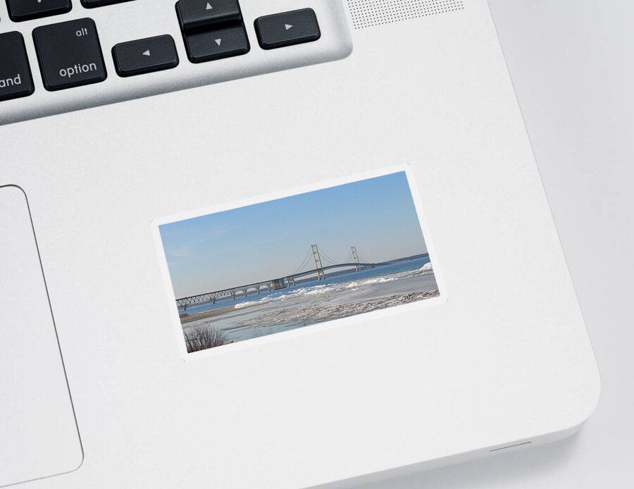 Mackinac Bridge Sticker featuring the photograph April At Mackinac by Keith Stokes