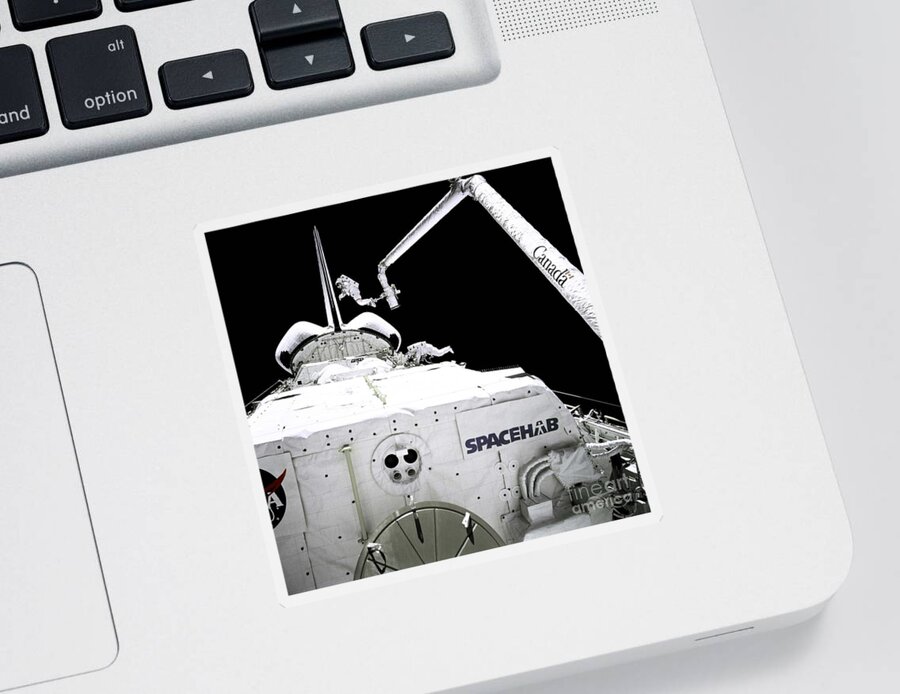 Extravehicular Mobility Unit Sticker featuring the photograph Astronauts Low And Wisoff At Work by Nasa