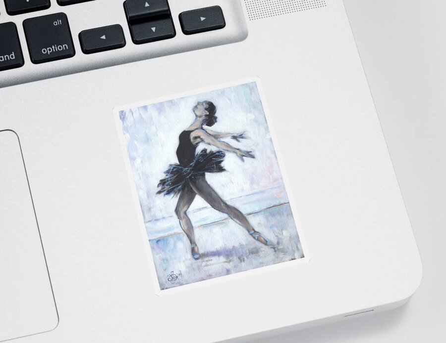 Ballet Sticker featuring the painting Black swan by Irek Szelag