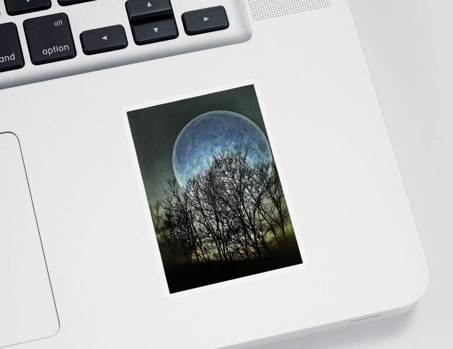 Moon Sticker featuring the photograph Blue Moon by Marianna Mills