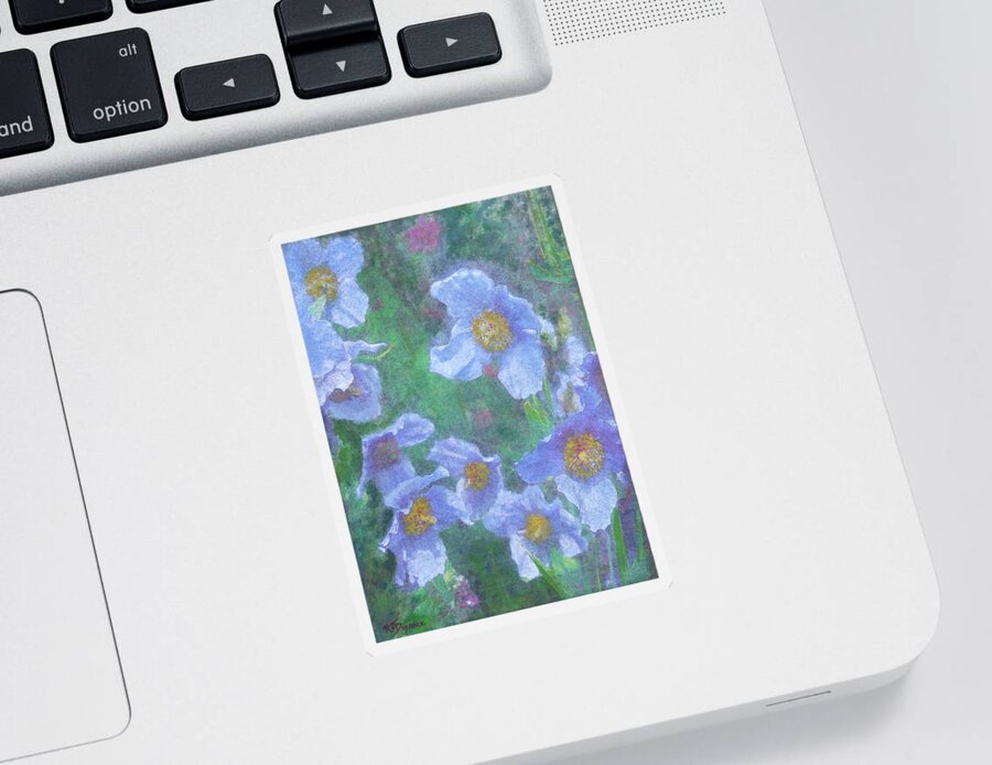 Flowers Sticker featuring the painting Blue Poppies by Richard James Digance