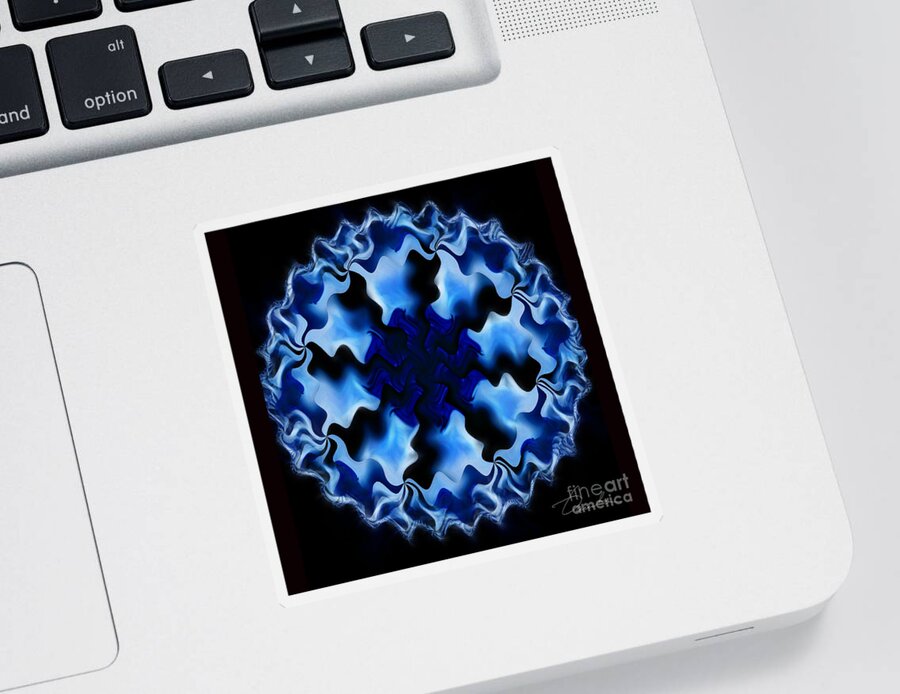 Mandala Sticker featuring the digital art Blue Ripple by Danuta Bennett