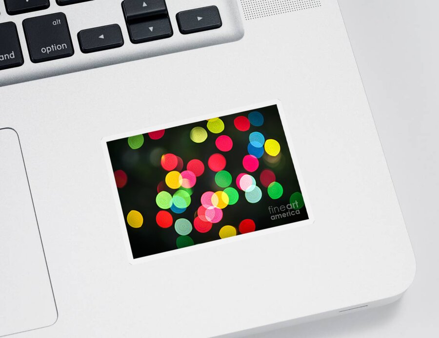 Blurred Sticker featuring the photograph Blurred Christmas lights 3 by Elena Elisseeva