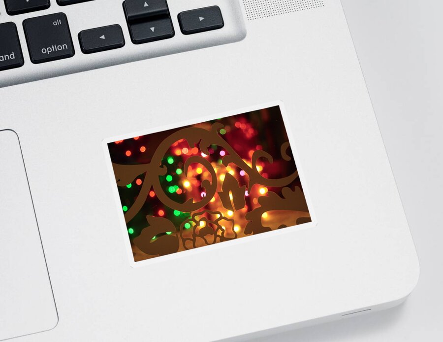 Christmas Sticker featuring the photograph Christmas lights 1 by Toni Hopper