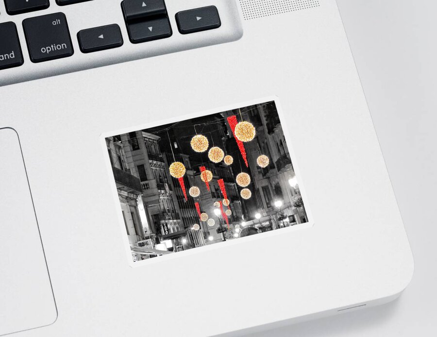 Christmas Lights Sticker featuring the photograph Christmas Lights in Alicante by Marianna Mills