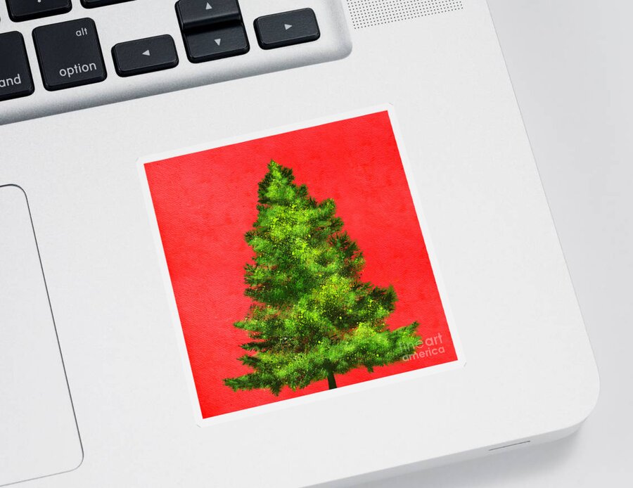 Abstract Sticker featuring the painting Christmas Tree Painting by Setsiri Silapasuwanchai
