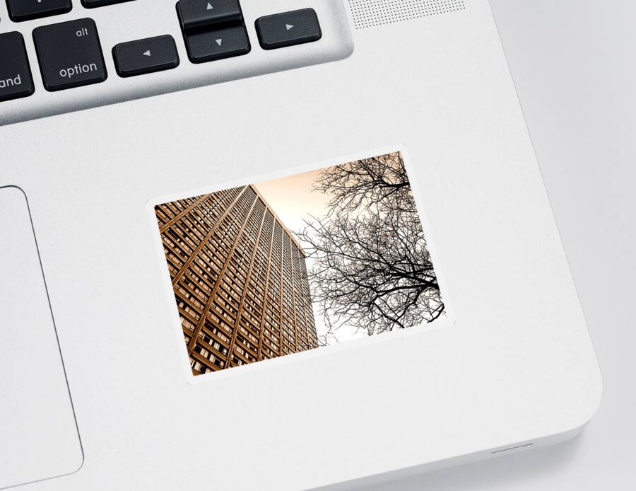 City Sticker featuring the photograph City Vs Nature by Valentino Visentini