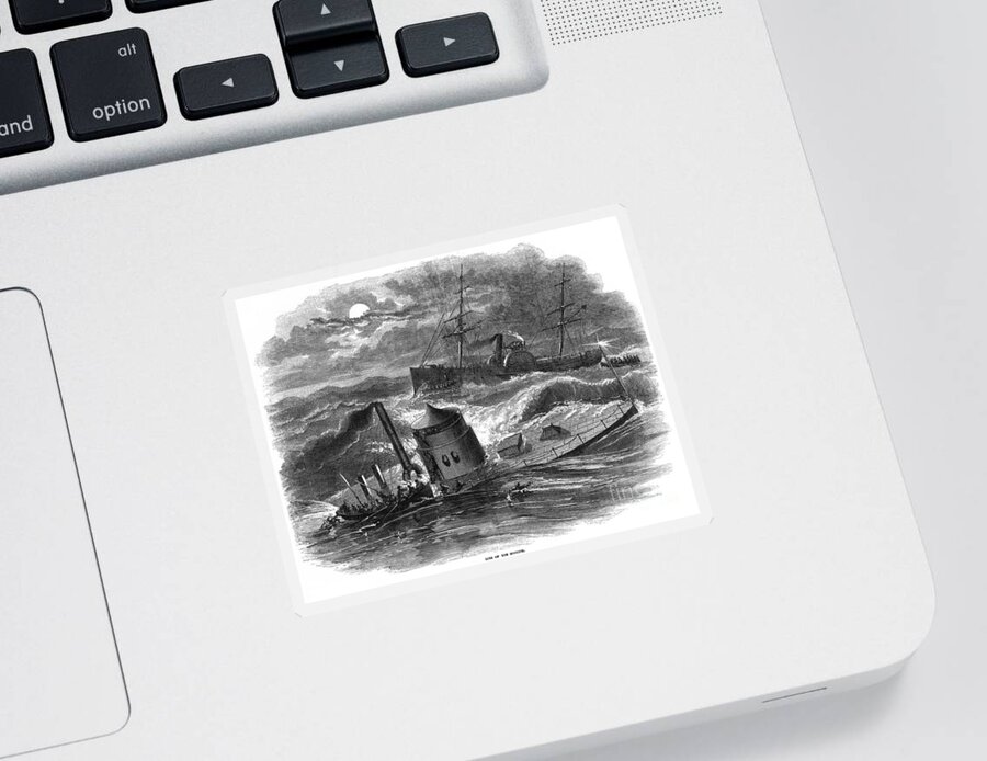 1862 Sticker featuring the photograph Civil War: Monitor Sinking by Granger